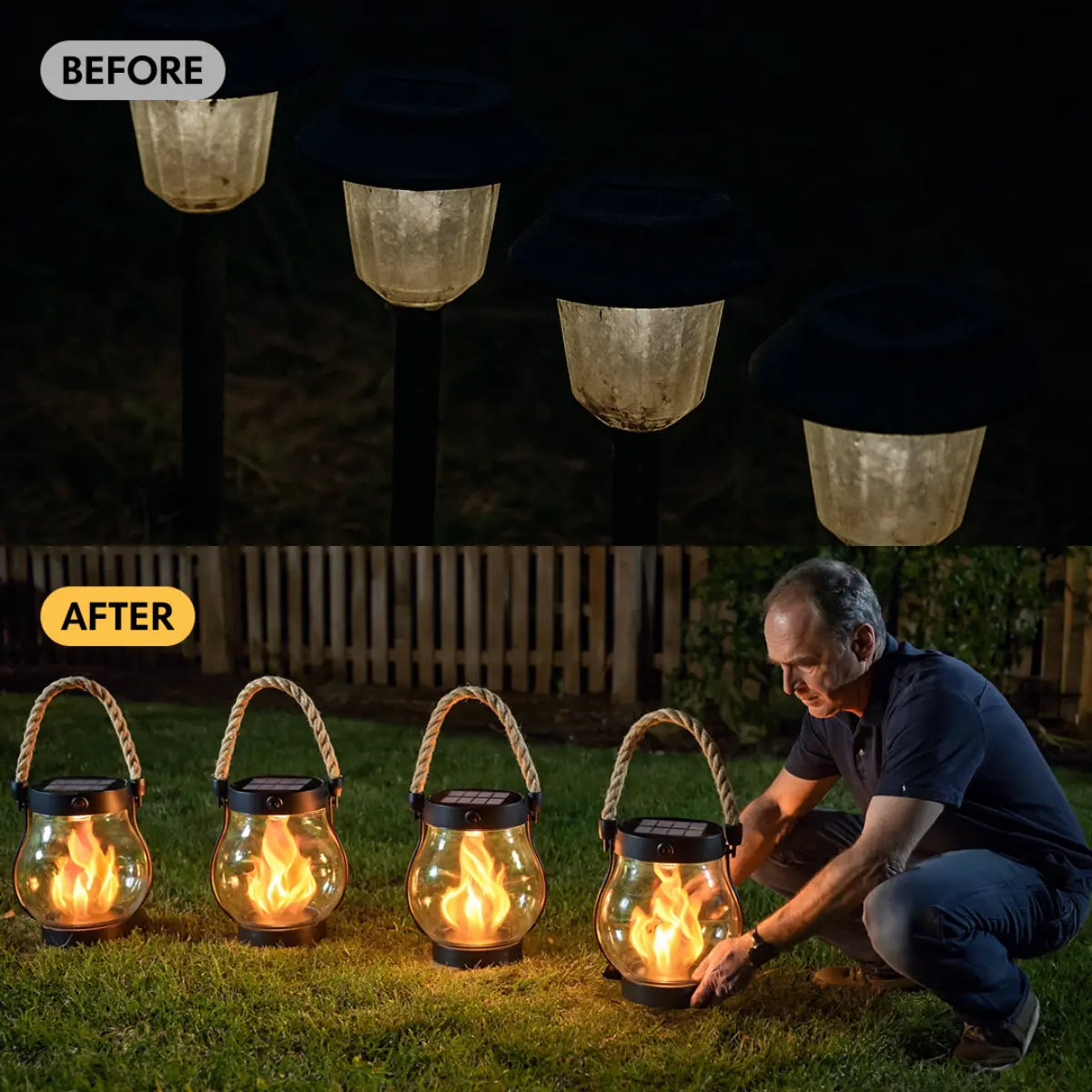 KILIXA™ Solar Flame Lantern – Elegant Waterproof Hanging Light for Cozy Garden & Patio Ambiance