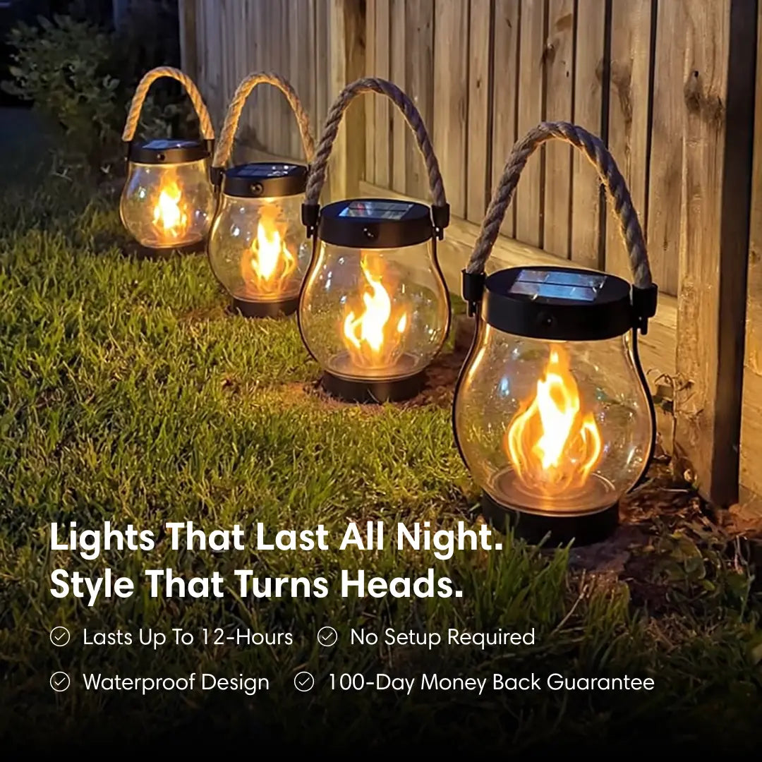 KILIXA™ Solar Flame Lantern – Elegant Waterproof Hanging Light for Cozy Garden & Patio Ambiance