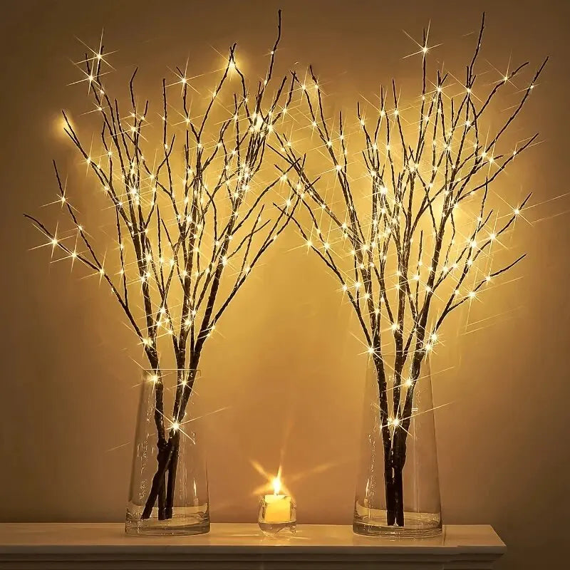 1Pc 74Cm/29.13In 50LED Brown Artificial Branches Lights,Indoor Battery Powered Decoration Light for Home,Restaurant,Coffee,Store