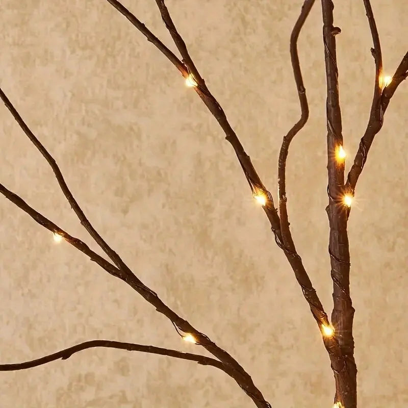1Pc 74Cm/29.13In 50LED Brown Artificial Branches Lights,Indoor Battery Powered Decoration Light for Home,Restaurant,Coffee,Store
